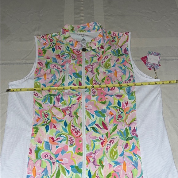 NWT Stella Parker Sport Floral Vine Sleeveless Polo UPF 50 Sun Protection Size L - Picture 4 of 10